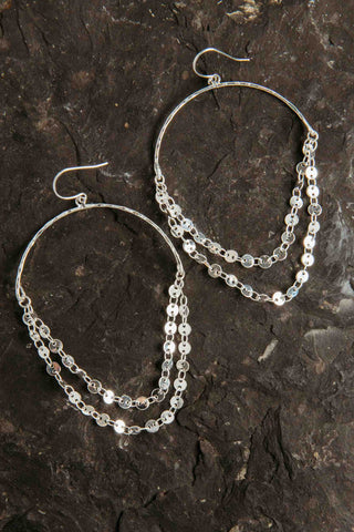 silver coin chain earrings