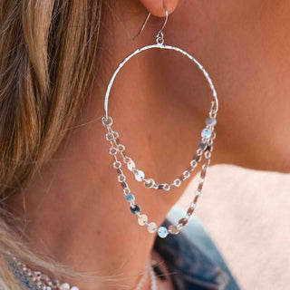 silver coin chain earrings