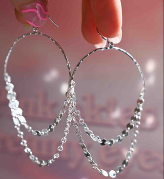 silver coin chain earrings