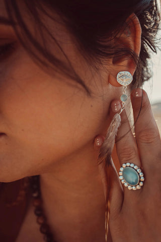 sterling silver brown feather earrings