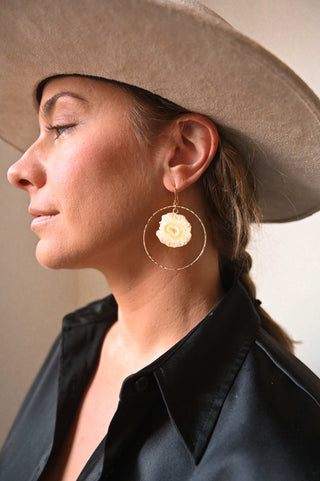 yellow solar quartz gold hoop earrings