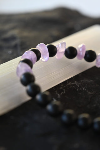 black onyx purple amethyst gemstone charm bracelet