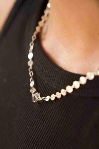herkimer diamond silver coin necklace