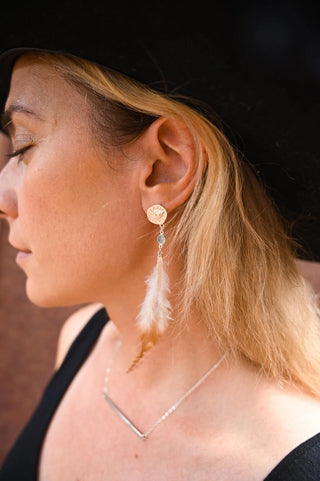 sterling silver brown feather earrings