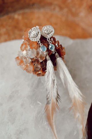 sterling silver brown feather earrings