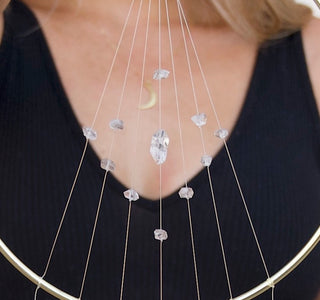 rose quartz herkimer diamond crystal suncatcher