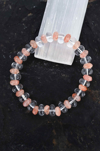 orange sunstone clear quartz bracelet