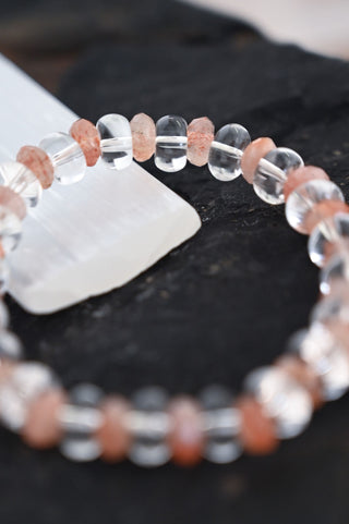 orange sunstone clear quartz bracelet