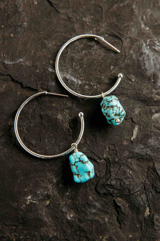 turquoise sterling silver hoop earrings
