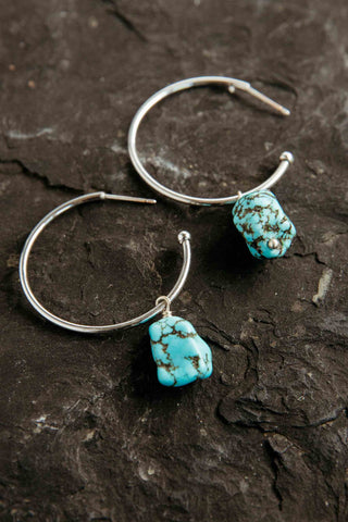 turquoise sterling silver hoop earrings