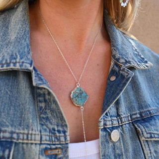 turquoise silver lariat necklace