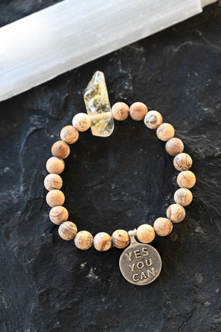 orange jasper citrine beaded charm bracelet